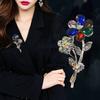 Brooch Pin Flower Shape Rhinestones Elegant Korean Style Floral Brooch Lapel Brooch