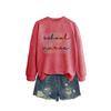 Womens Casual Long Sleeve Hoodie Sweatshirt With Print Design Loose Fit Cotton Blend Office Chic Style