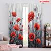2 шт., 2D печать на плоскости Популярные шторы Алые цветы Полиэстер (без удилища) Подарки для спальни, гостиной, офисного декора
