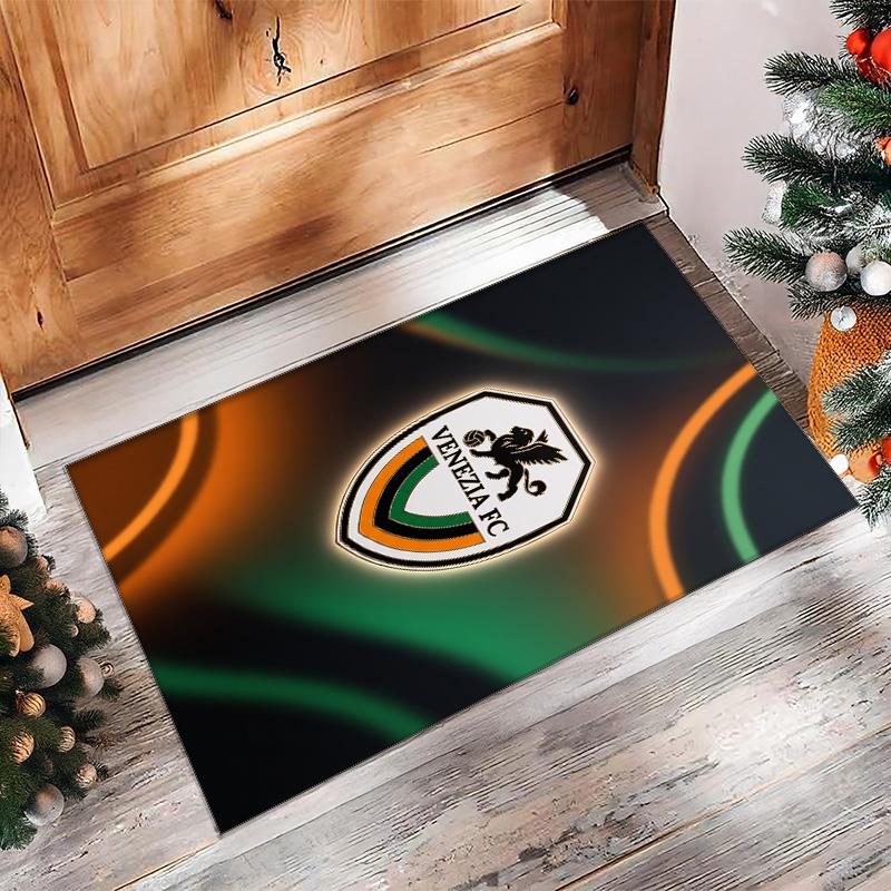 Venezia FC Football Print Crystal Velvet Rug, Comfortable Water Absorbent Non Slip Indoor Floor Carpet