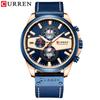 CURREN Мужские часы Модные повседневные кварцевые спортивные наручные часы Синие часы Мужской хронограф Кожаные часы