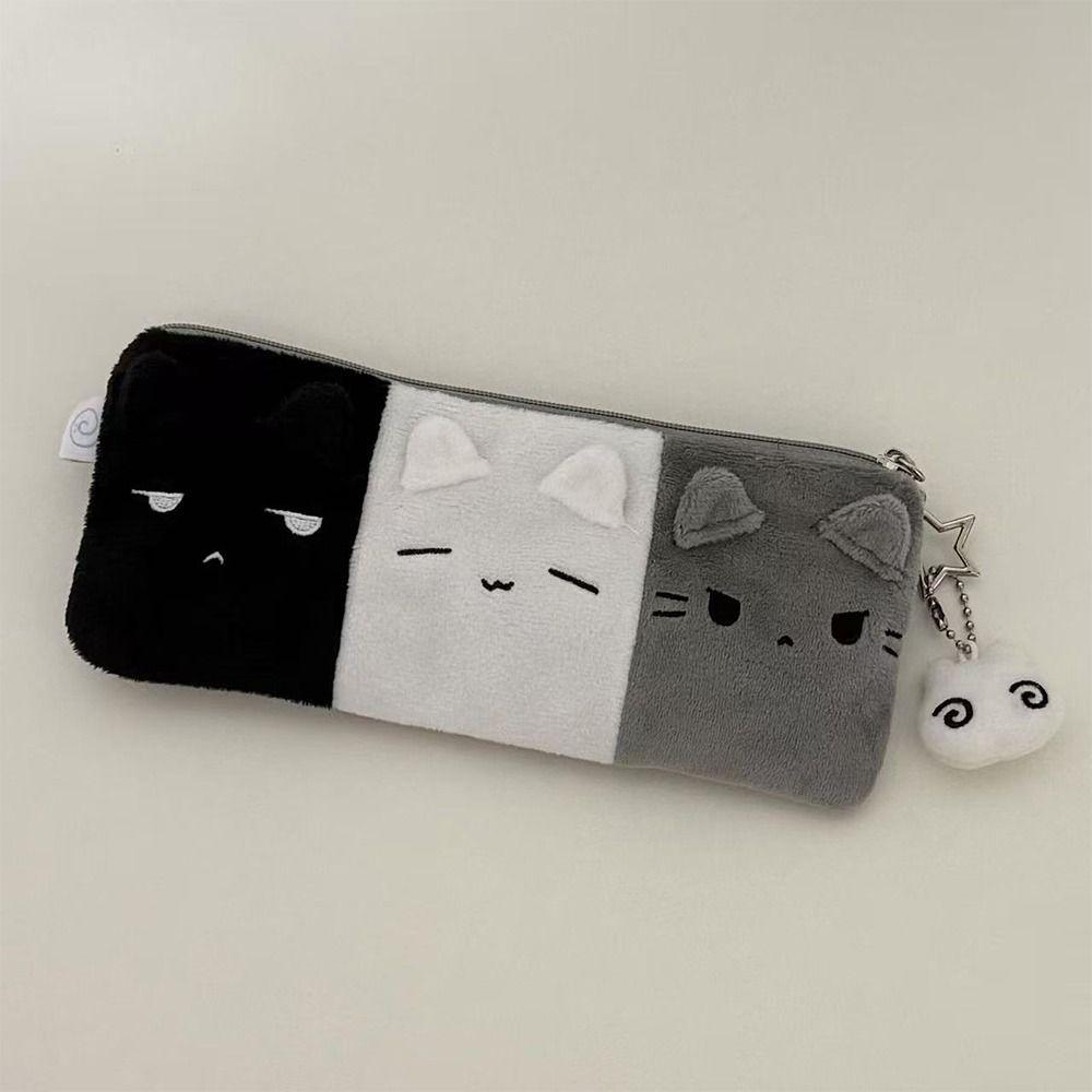 Plush Pencil Case Kitten Stationery Pouch Multi-functional Pen Bag School Supplies