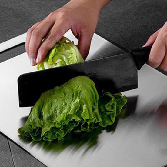 Двусторонняя разделочная доска для кухни, быстроразмораживаемая, устойчивая к трещинам разделочная доска из нержавеющей стали для мяса, фруктов, овощей