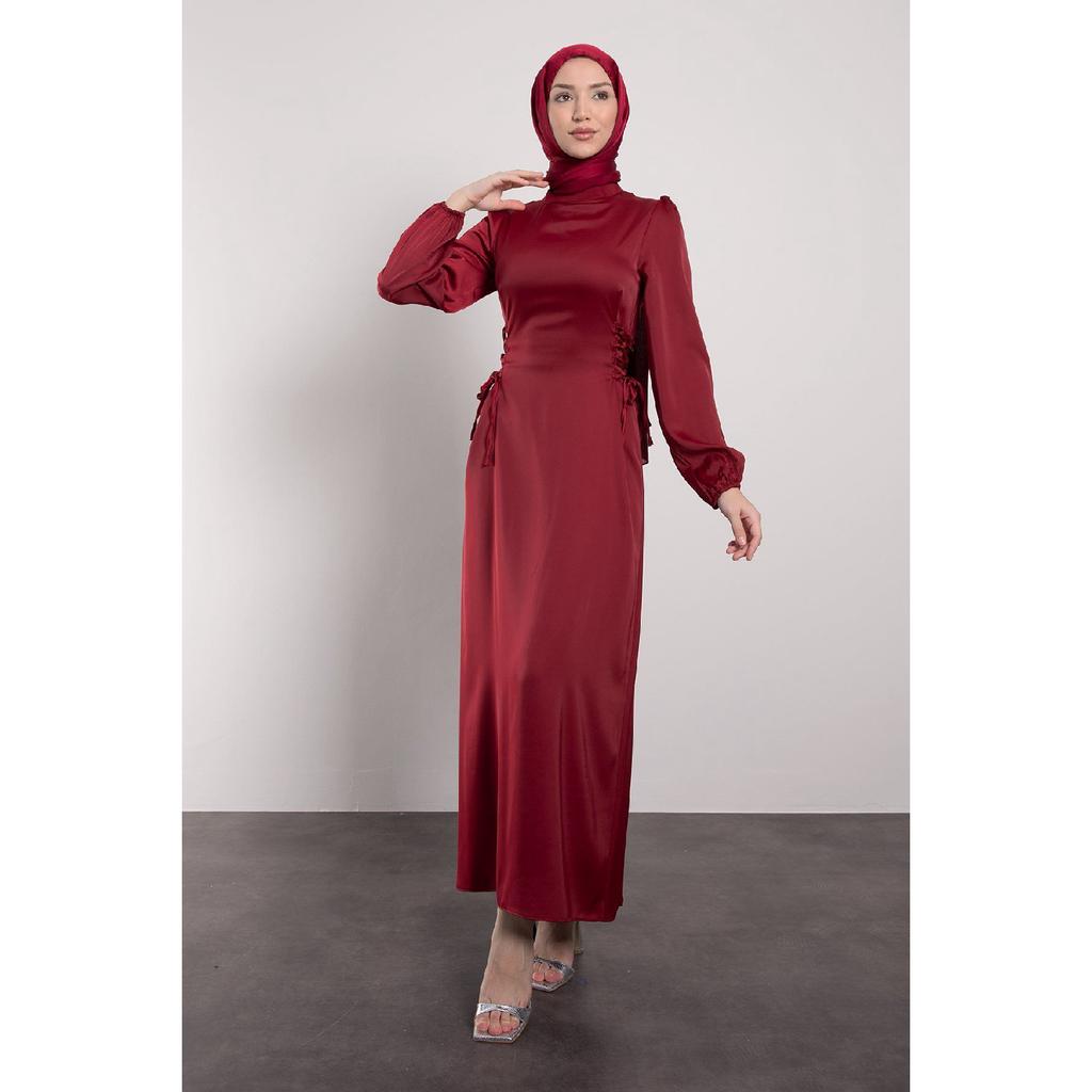 Атласное вечернее платье в стиле хиджаб с завязкой сбоку