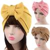 1Pc Bow Wrap Fashion Muslim Women Turban Cancer Chemo Hat Polyester Solid Color Cap Hair Loss Head Scarf Ladies