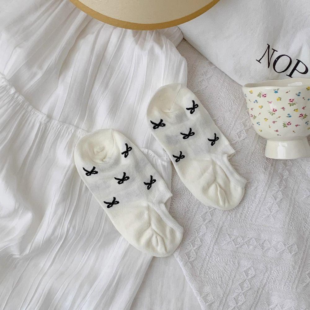 Cotton Short Socks Breathable Heart Embroidery Socks New Thin Socks