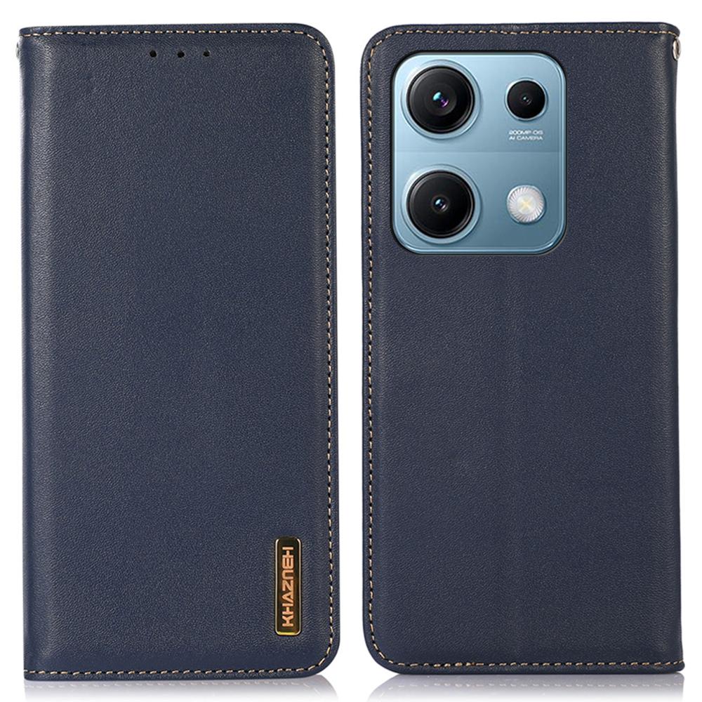 KHAZNEH For Xiaomi Redmi Note 14S 4G Case Wallet Genuine Cow Leather Phone Cover Nappa Texture