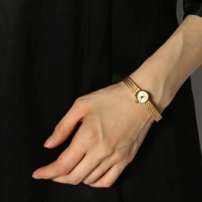 copper 24k gold plated new design women watch Japanese exquisite retro small dial advanced watch small simple waterproof