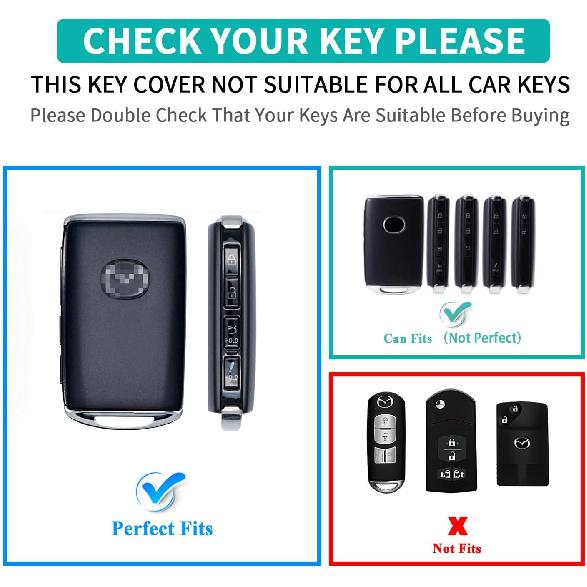 2Pcs 4 Buttons Silicone Rubber Key Fob Cover Compatible With 2025 2024 Mazda 3 6 CX-3 CX-5 CX-9 CX-30 CX-50 CX-90 MX-5 Miata MX-30 EV Carbon Fiber