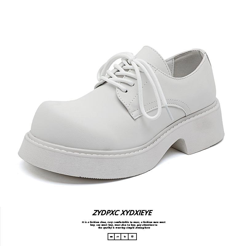 Уличный дизайн, британские туфли дерби, пара, платформа, белые повседневные кожаные туфли, универсальный дизайн с загнутым носком 9522-E