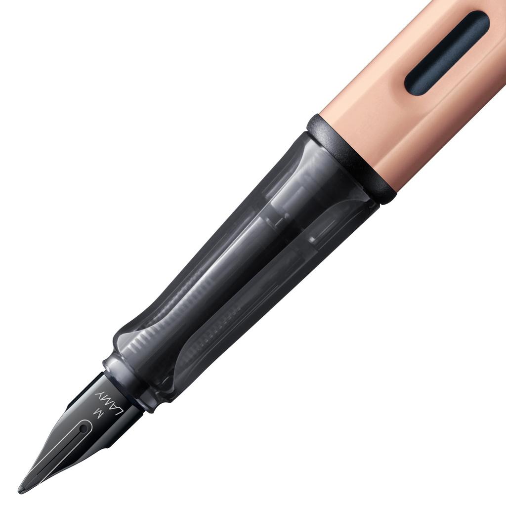 LAMY Lx Rosegold Fountain Pen Elegant Aluminum Body with Palladium Stainless Steel Clip Steel Fine Point Includes LAMY T10 Blue Ink Cartridge -