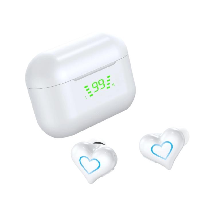 Беспроводные наушники в форме сердца, совместимые с Bluetooth, с ярким светодиодным дизайном и длительным временем работы
