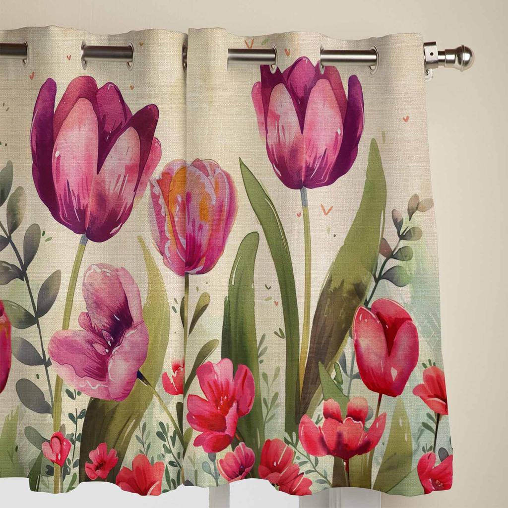 Цветочные листья тюльпана, занавески для гостиной, роскошные занавески для спальни, кухонные жалюзи, шторы
