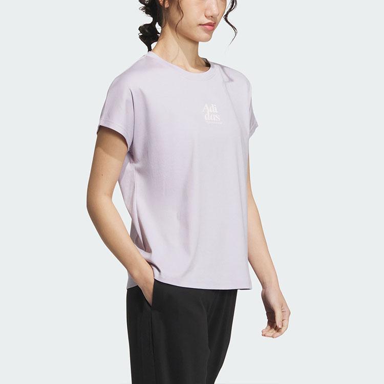 Adidas Lounge Silky Touch T-Shirt Women Tops Purple IM8860