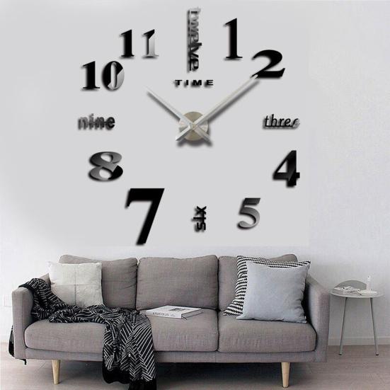 Modern Numbers Letters 3D Wall Clock Sticker DIY Living Room Art Hanging Decor