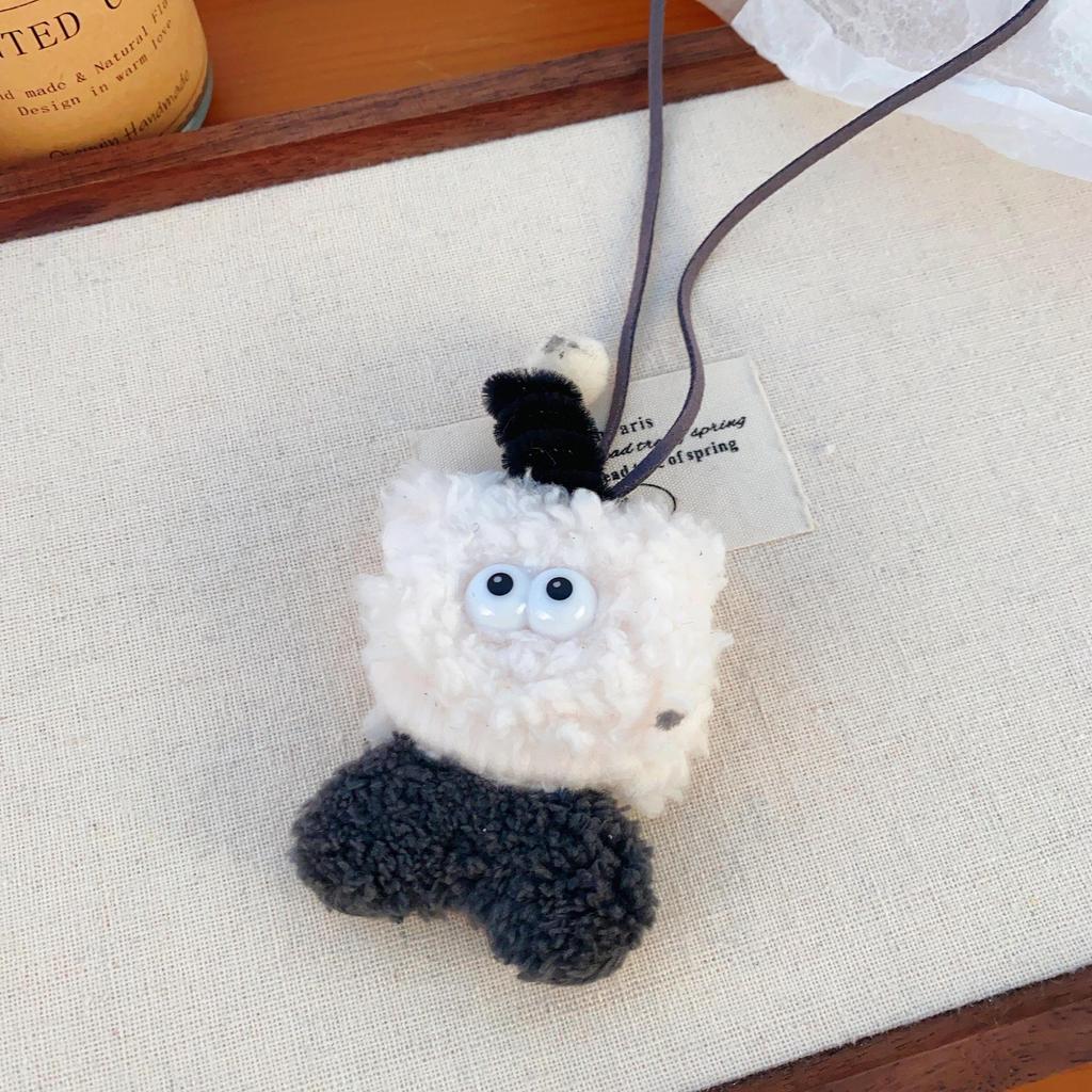 Cartoon Cute Twist Stick Plush Pendant Necklace – Heart Sweater Chain for Girls