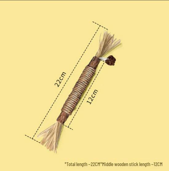 Catnip Teething Stick with Raffia and Stress Relief Ball Toy