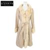 FOXEY BOUTIQUE [Хорошее состояние] 23158 Шелк x Мех норки Пояс с защипами на талии Пальто макси с поясом 40 бежевыйБ/у