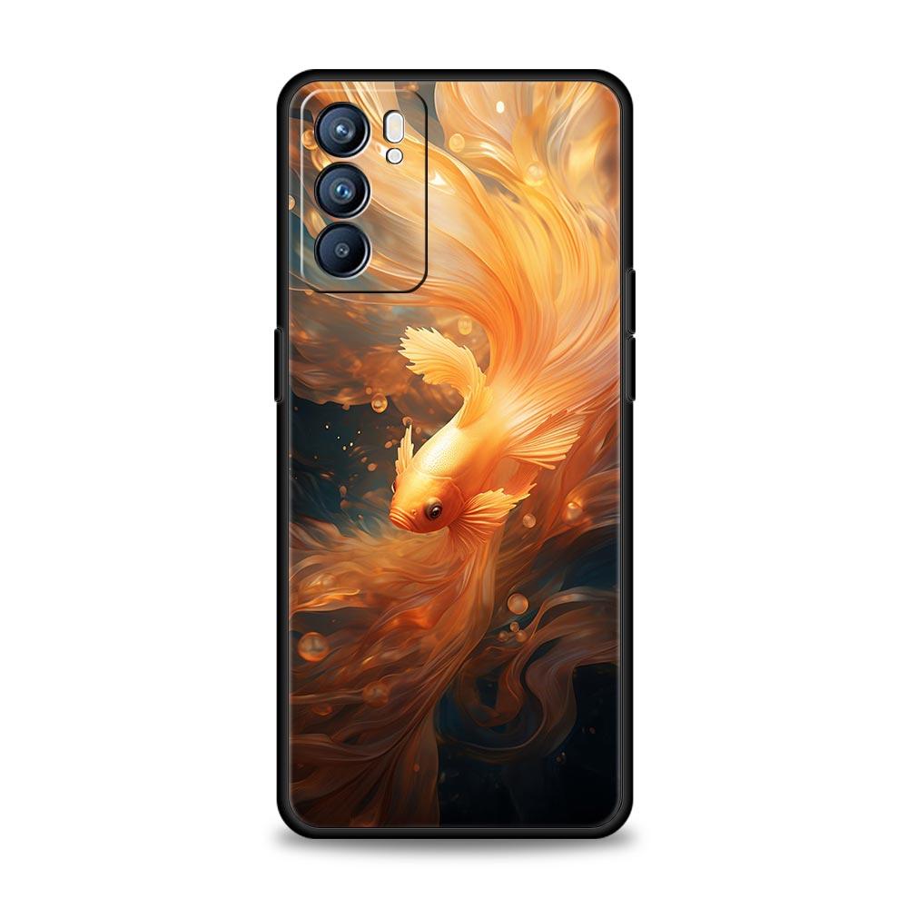 Чехол для телефона 'Золотая рыбка плывет' для Oppo A17 A31 A54 A57 A78 A79 A98 Find X5 X6 Reno 6 7 8 10 11 12 13 F Pro 5G Мягкий чехол из ТПУ Сумки