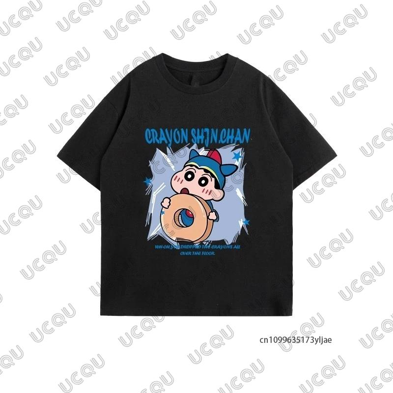 MINISO Летняя милая мультяшная парная футболка с принтом Крэйона Шин-чана и Сакурады Нини для мужчин и женщин, хлопковые футболки, повседневные модные топы