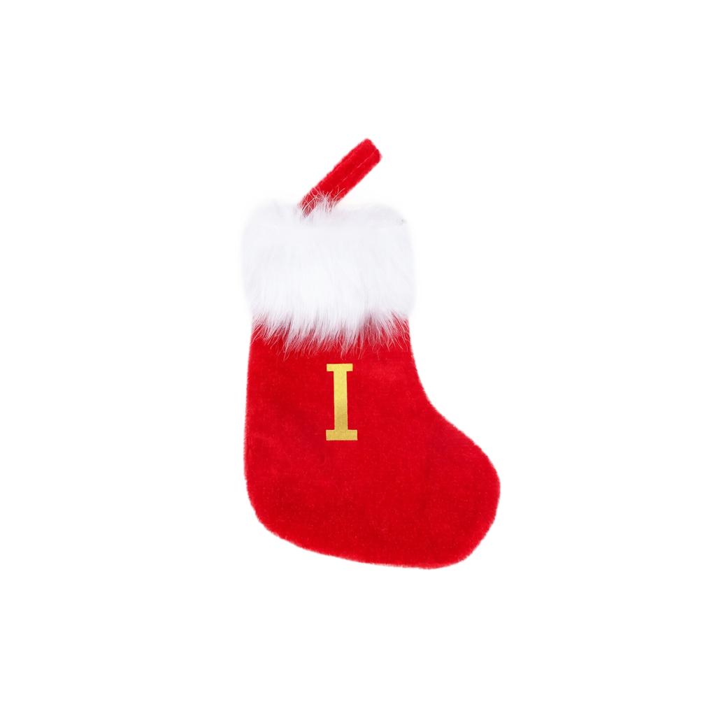 Red Christmas Stocking with 26 Letters for Holiday Tree Ornament Gift Bag