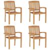 VidaXL Stackable Garden Chairs with Cushions, 4 Pcs, Solid Teak