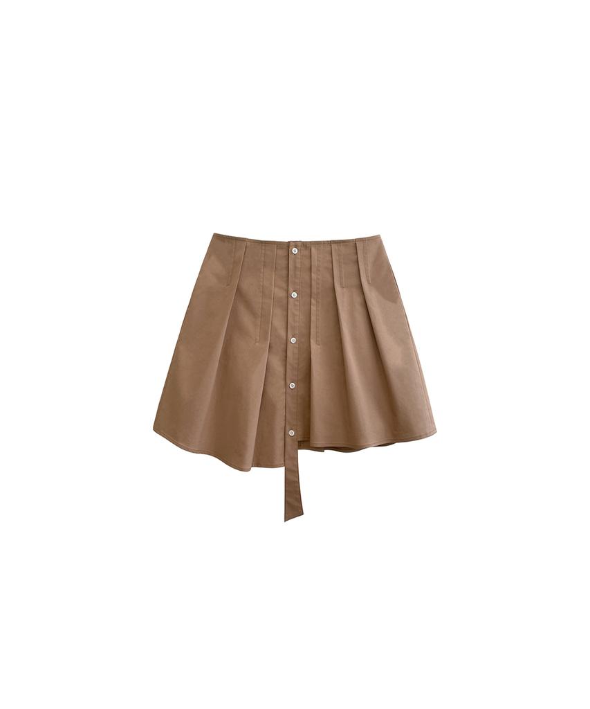 Meuameu Pin Tuck Sleeveless Crop Shirt Set-Up
