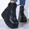 Fashion Women Punk Gothic Motorcycle Boots 2024 Platform Chunky High Heel Ankle Boot Ladies Cool Wedge Botas Mujer Female Shoes Big Size