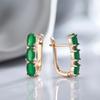 Luxury Women Clip Earrings with Green Zircon Wedding Party Fashion Jewelry