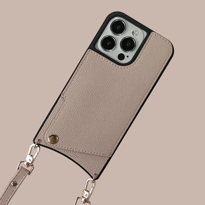 Чехол-чехол Crossbody Lanyard Leather Case для Apple 16 Pro Max — дизайн «рыбий хвост», защита от падений