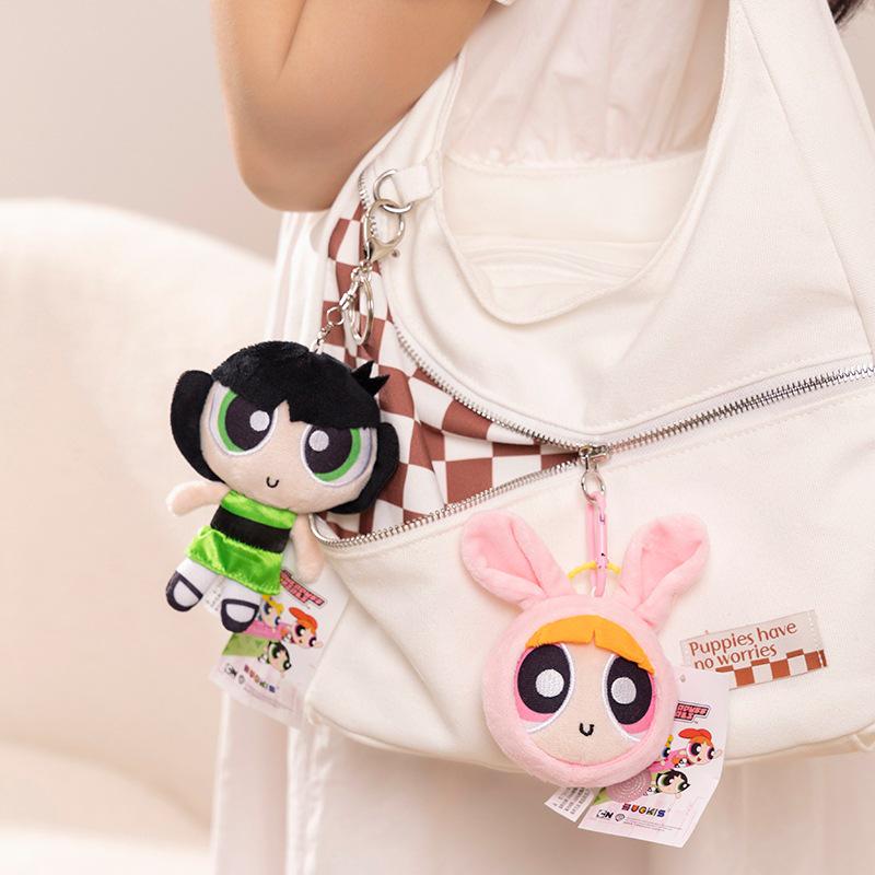 Powerpuff Girls Plush Animal Pendant Keychain: Cute Rabbit, Dog, Bear Figures