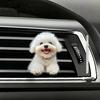 Car Outlet Ventilation Perfume Clips 2D Acrylic Auto Air Vent Clip Cute Smiling White Dog Hanging Ornament with Fragrance Diffuser