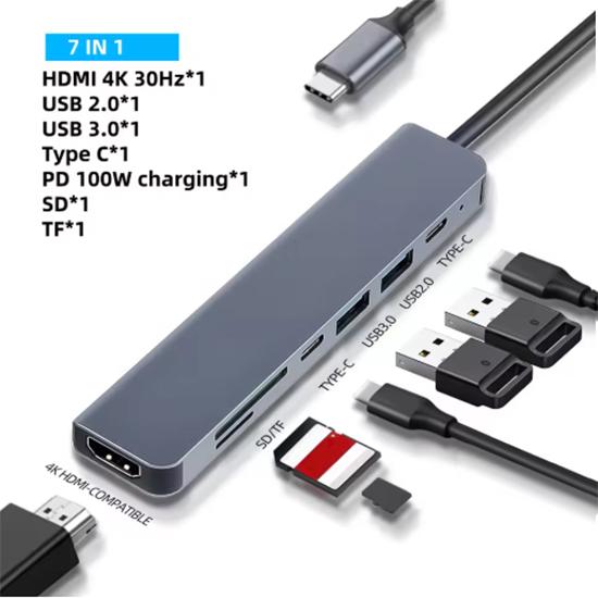 Док-станция Type C USB C Hub к 4K 30 Гц HDMI-совместимый USB 3.0 Сплиттер Адаптер PD 100 Вт Зарядка для Macbook Pro Ноутбук ПК Аксессуары