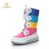 2018 Buffie Rainbow Shoes Candy Shoes Ski Travel Photo Women's Boots High Lace-Up Women's Cotton Boots