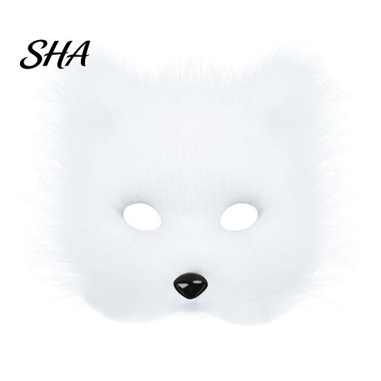 Anime Cosplay Costume Accessories Plush Fox Mask, Fluffy Tail, Costumes Props, Fuzzy Halloween Party Fancy Dress Mask for Convention And Role