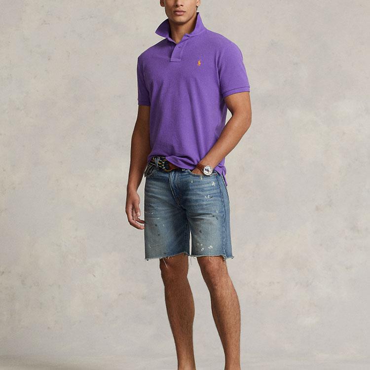 Polo Ralph Lauren однотонная хлопковая рубашка поло с вышивкой в виде маленького пони, мужские топы, фиолетовые MNPOKNI1N822265-510