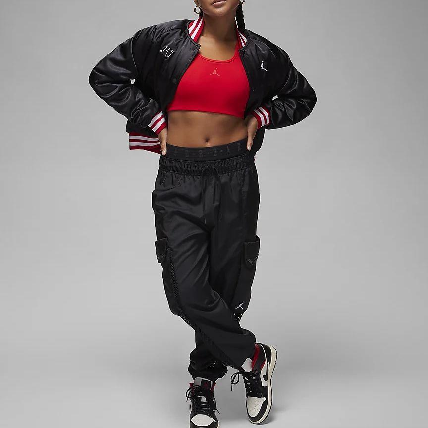 Jordan Повседневная куртка с бейсбольным воротником и вышитым логотипом в стиле колор-блок, женские куртки черного цвета FB5154-010