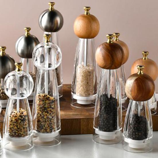 Pepper Grinder Transparent Thickness Adjustable 6/8 Inches Handheld Manual Spice Masher Salt Shaker Kitchen Gadget