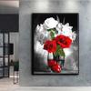 5D DIY Diamond Painting Red and White Flowers Cross Stitch Kit Mosaic Diamond Embroidery Rose Full Round/Square Drill Home Decoration