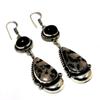 Серьги с серебряным покрытием 925 пробы, черный оникс, агат, океанский дым, 2,76 дюйма