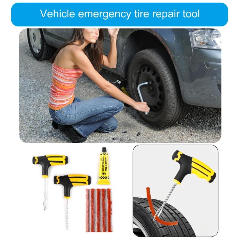 Автомобильный набор для ремонта шин Инструмент для ремонта проколов Автомобиль Мотоцикл Велосипед Прочный набор для ремонта бескамерных шин Набор инструментов с заклепками