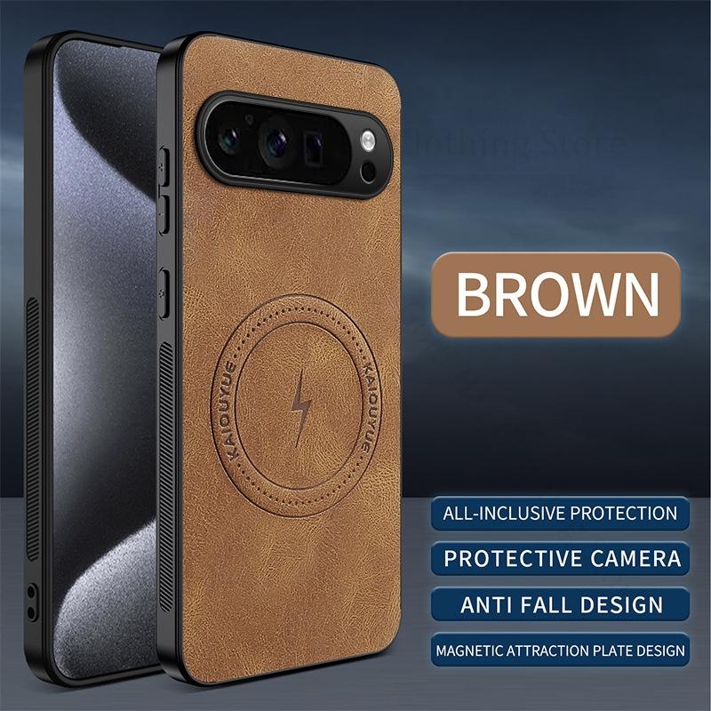 For Google Pixel 10 9 Pro XL For Magsafe Leather Phone Case For GOOGLE Pixel 9 8 7 6 10 Pro Capa Magnetic Silicone Bumper Cover