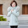Пуховик женский, зимний новый стиль, одежда для мам среднего и пожилого возраста, утолщенная куртка средней длины с воротником из лисьего меха