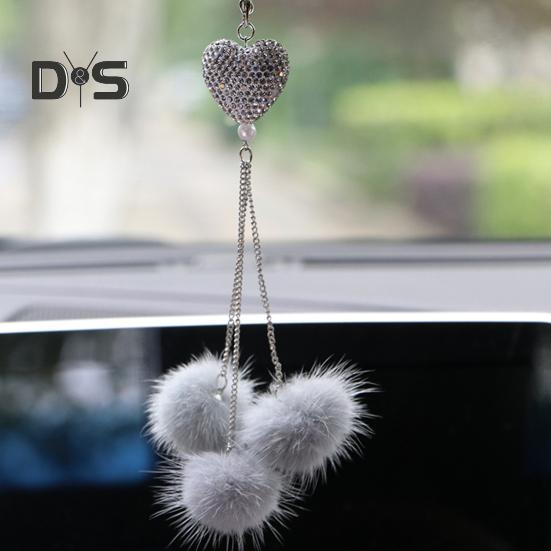 Подвесной кулон в форме сердца, аксессуары для зеркала заднего вида автомобиля со шнурком, легко подвешиваемые сверкающие подвесные подвески