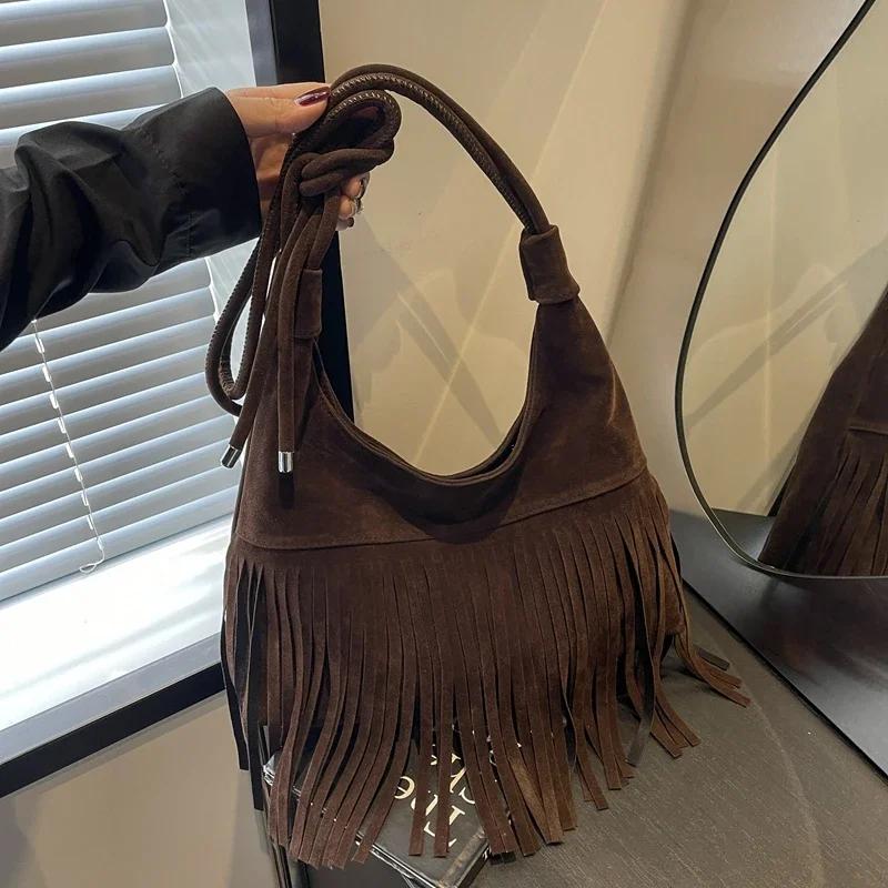 Большая вместимость внутреннего отделения с бахромой, швейные нитки, сумки через плечо, горячая распродажа, женские сумки из ПУ на молнии