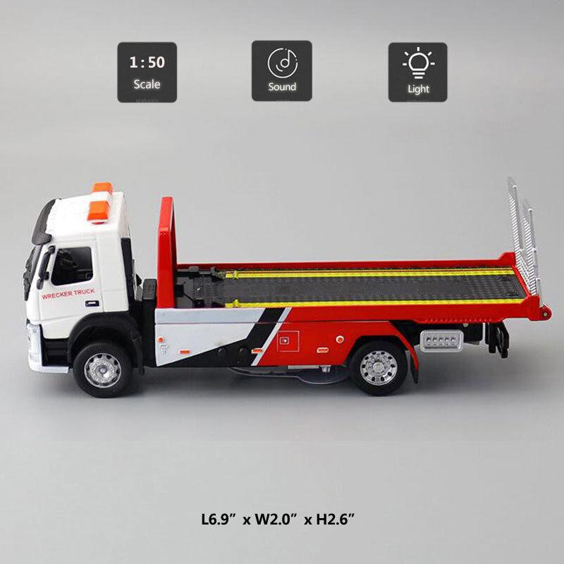 Масштаб 1/50 VOLVO VAN Type, модель прицепа из сплава, имитация металлического автомобиля-транспортера, эвакуатора, грузовик с откатным звуком и светом, игрушечный грузовик