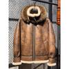 Genuine Sheepskin Leather B3 Bomber Jacket Mens Winter Fur Lined Thick Warm Flying Coat