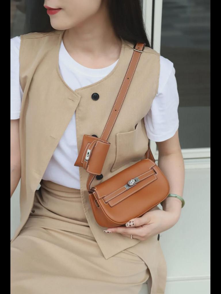 Женская сумка-мессенджер Twin Dumpling из натуральной кожи высшего качества: Модная сумка-седло, универсальная сумка через плечо, нагрудная и поясная сумка