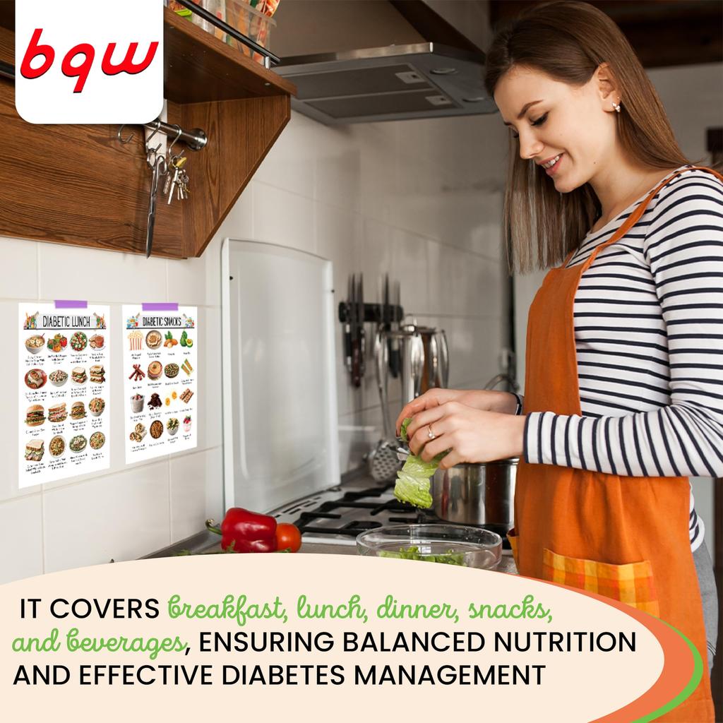 Diabetes Food List Poster Diabetic Food Chart for Meal Planner Nutrition List Common Food Reference Guide for Complete Meal Plan