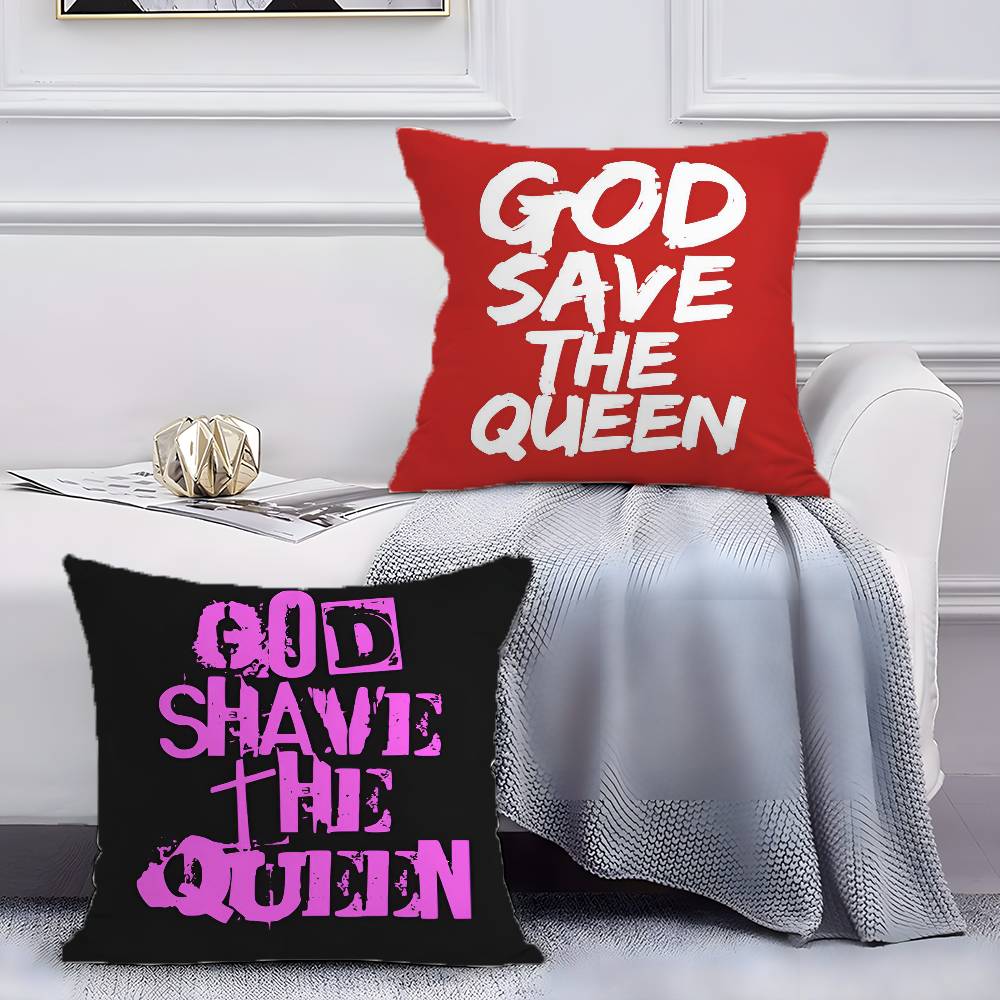 Luxurious Design Save The Queen-A Pillow Case Anti-dustmite Pillowcase Invisible zipper silky short plush Sofa cushion cover